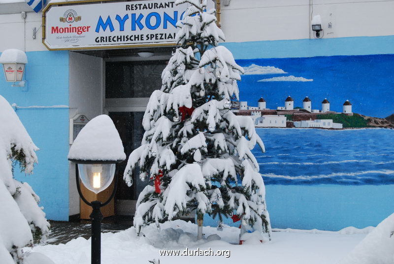 Mykonos Terasse im Winterschlaf