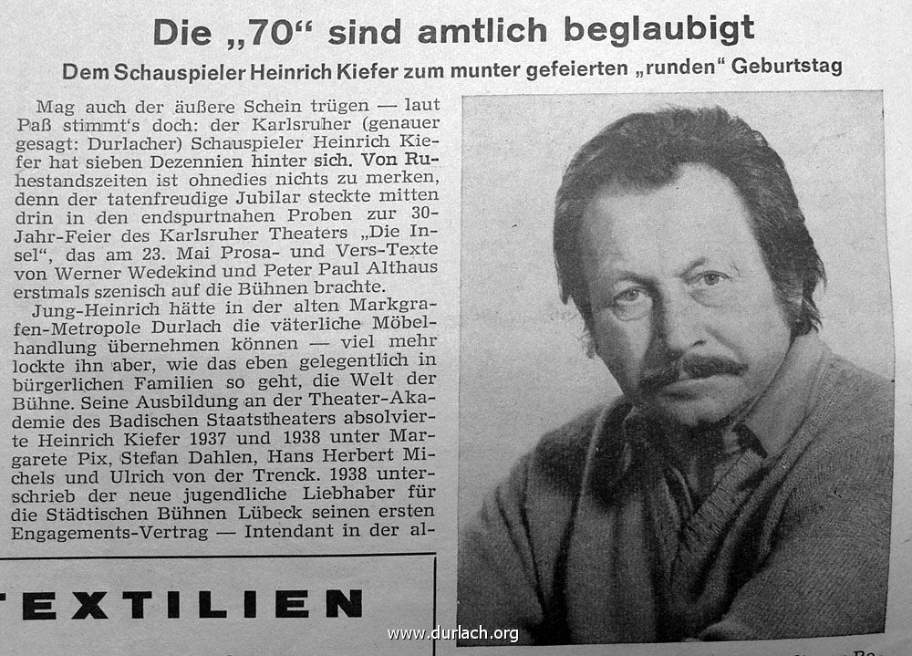 Schauspieler Heinrich Kiefer 1980