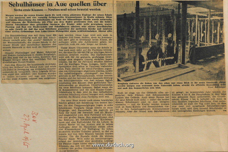 Schulen in Aue quellen ber (BNN vom 27.04.1965)