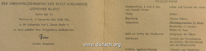 Volkschule Erffnung am 03.11.1965 Programm