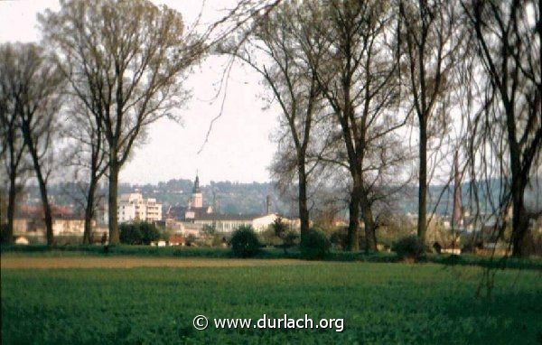 Der Blick von der Hub auf Durlach