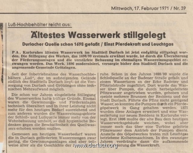 Altes Wasserwerk stillgelegt