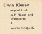 Metzgerei Erwin Klenert 1960