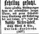 1901 - Lehrling gesucht