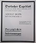 Werbung Durlacher Tageblatt 1926 Adolf Dups