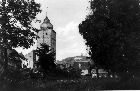 Durlach, Alter Friedhof mit Basler Tor und Turmberg