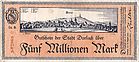 Stadt Durlach 1923 - "Fünf Millionen Mark" Stadt Durlach 1923 - "Fünf Millionen Mark"