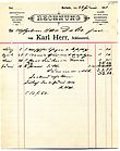 Rechnung Schlosserei Herr, 1899 Rechnung Schlosserei Herr, 1899