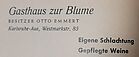 Gasthaus Zur Blume, Inh. Otto Emmer 1963