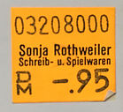 Sonja Rothweiler Schreib-u. Spielwarenladen Preisschild