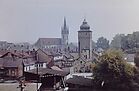Durlach - Basler Tor Turm und kath. Kirche Peter und Paul 1975 Durlach - Basler Tor Turm und kath. Kirche Peter und Paul 1975